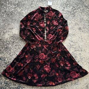 TOPSHOP Velvet Lace Up Dress